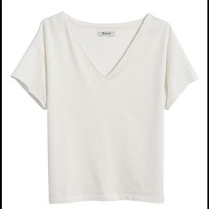 Madewell Supima Cotton Drapey V-Neck Crop Tee XS